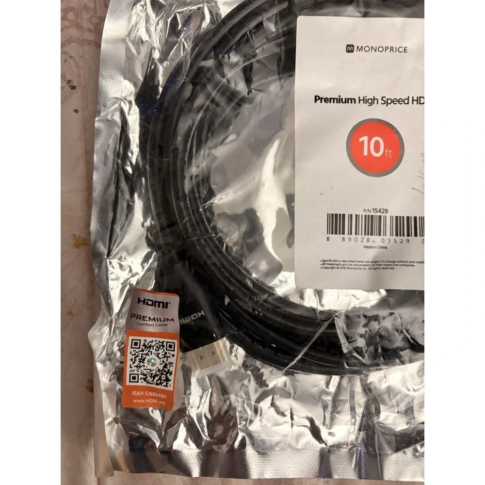Monoprice Premium High Speed HDMI Cable HDR 10ft - Black 15429
